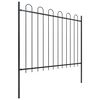 vidaXL Garden Fence with Hoop Top Steel 714.5x150 cm Black
