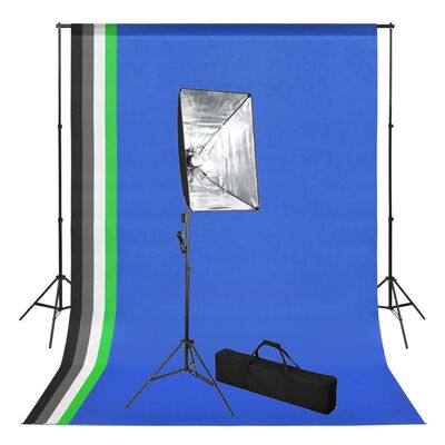 vidaXL Photo Studio Kit with Backdrop and Softbox Light