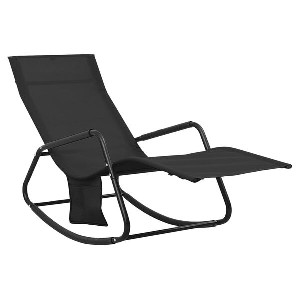 vidaXL Sun Lounger Steel and Textilene Black