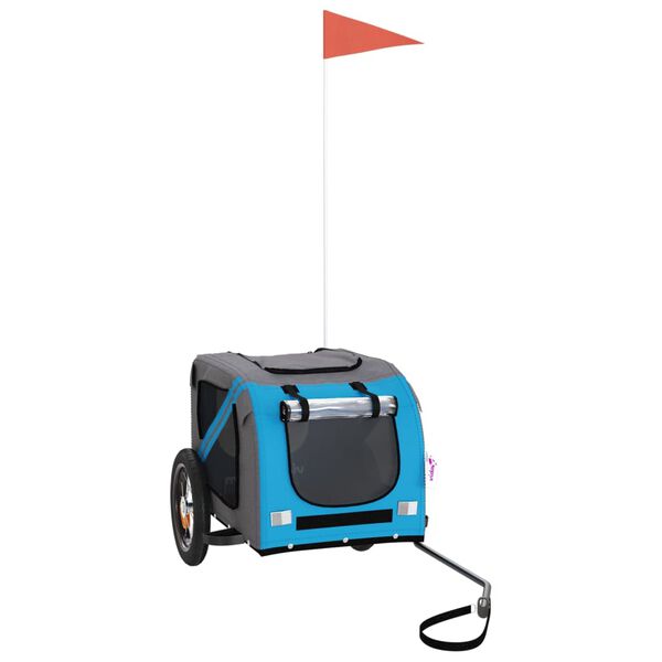 vidaXL Pet Bike Trailer Blue and Grey Oxford Fabric and Iron