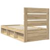 vidaXL Bed Frame with Headboard Sonoma 90 x 190 cm Solid Pine Wood