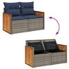 vidaXL 10 Piece Garden Sofa Set with Cushions Grey Poly Rattan Acacia