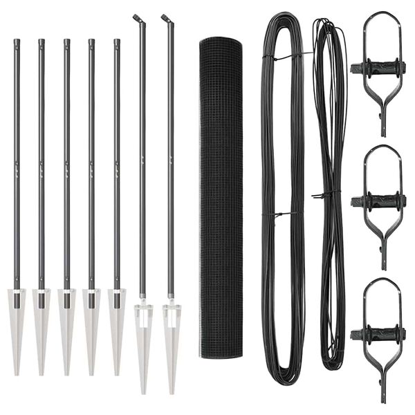 vidaXL Fence Post Grey 10 x 1.4 m (16 x 16 mm mesh) Steel and PVC