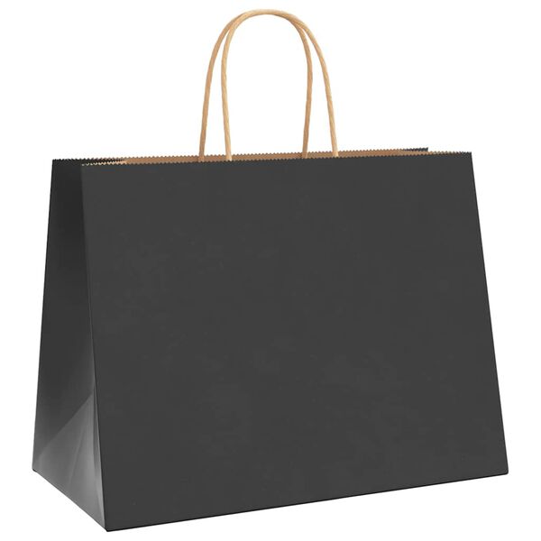 vidaXL Paper Bags 50 pcs with Handles Black 32x17x25 cm