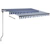 vidaXL Manual Retractable Awning with LED 300x250 cm Blue and White