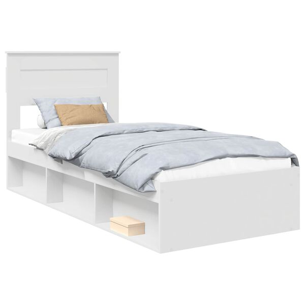 vidaXL Bed Frame with Headboard White 90 x 200 cm Solid Pine Wood