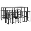 vidaXL 9 Piece Garden Bar Set Black Powder-coated Steel