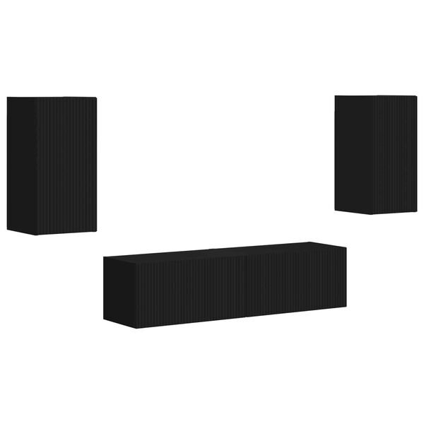 vidaXL TV Cabinet Set 4 pcs Black Engineered Wood