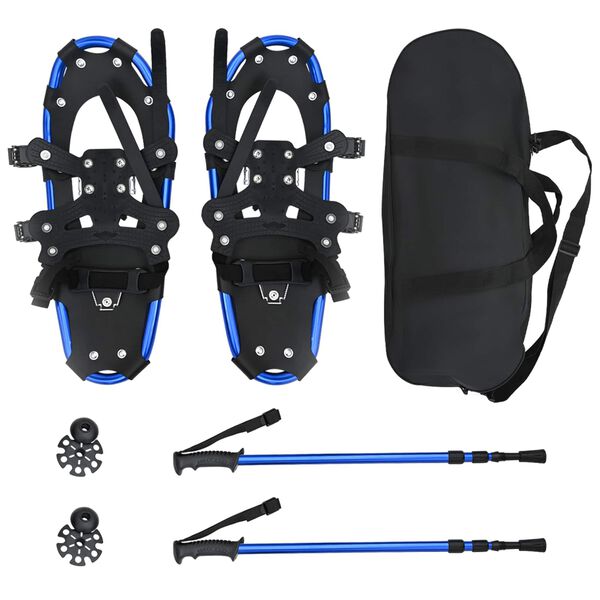 vidaXL 3 in 1 Snowshoes Blue and Black 25 inches Aluminum and HDPE