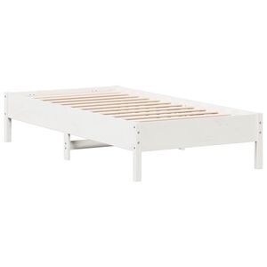 vidaXL Bed Frame without Mattress White 75x190 cm Small Single Solid Wood Pine