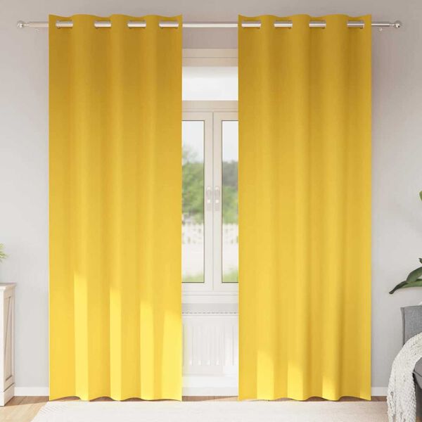 vidaXL Blackout Curtains with Rings 2 pcs Mustard Yellow 245 x 140 cm