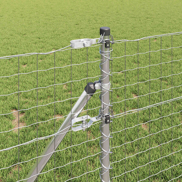 vidaXL Fence Post 2 pcs Silver 120 cm Powder-coated steel