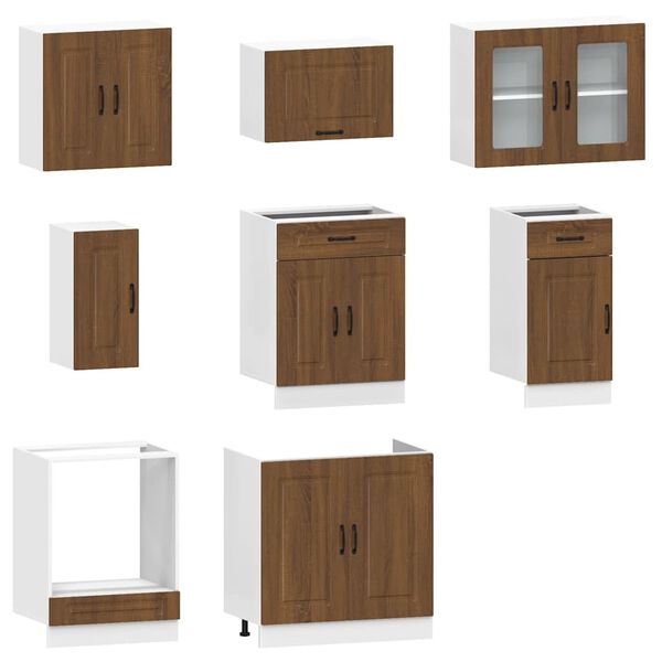 vidaXL 8 Piece Kitchen Cabinet Set Kalmar Brown Oak Engineered Wood