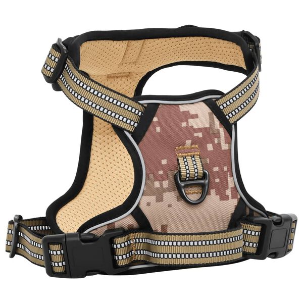 vidaXL Dog Harness with Lead & Collar Adjustable Camouflage Brown L