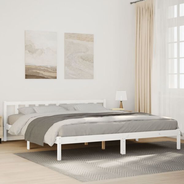 vidaXL Extra Long Bed Frame without Mattress White 200x210 cm Solid Wood Pine