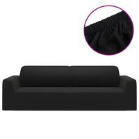 vidaXL 3-Seater Stretch Couch Slipcover Black Polyester Jersey
