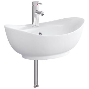 vidaXL Bathroom Sink with Faucet and Drain Chrome 59 x 35 x 21 cm
