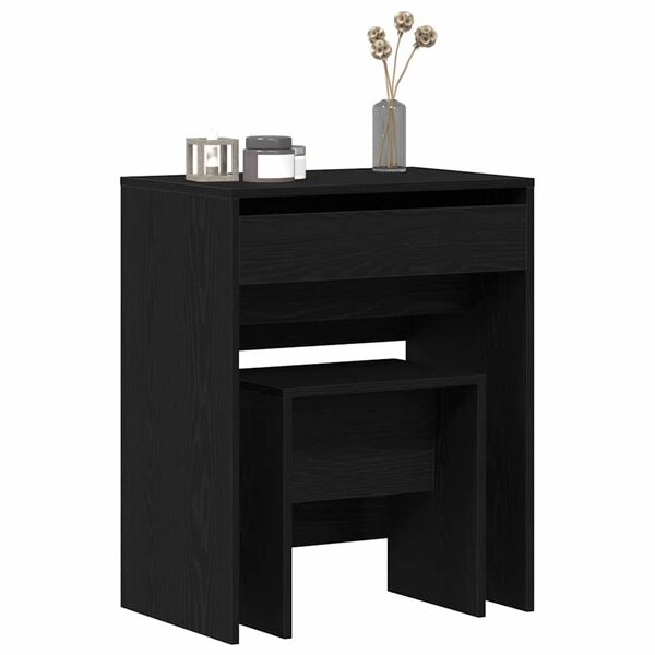 vidaXL Dressing Table Black oak 60 x 40 x 75 cm Engineered wood