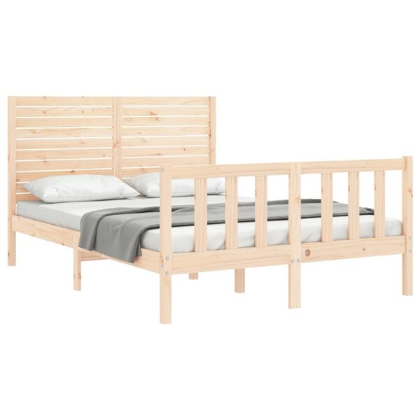 vidaXL Bed Frame without Mattress Double Solid Wood Pine