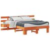 vidaXL Bed Frame with Headboard Brown 135 x 190 cm Solid Pine Wood