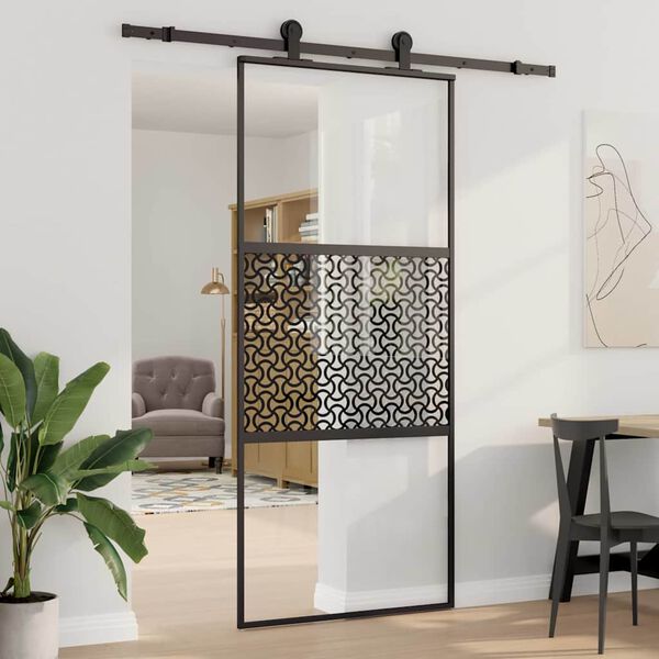 vidaXL Glass Door Fretwork Black 90 x 2 x 205 cm Aluminium