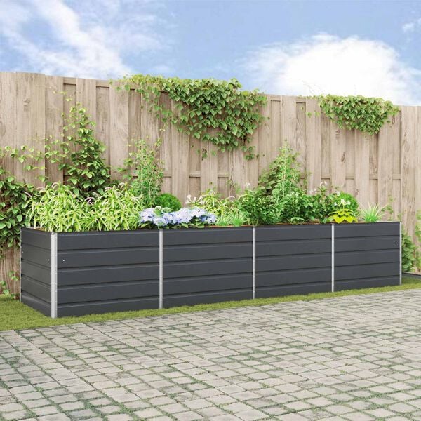 vidaXL Planter Anthracite 385 x 100 x 75 cm Galvanised Steel