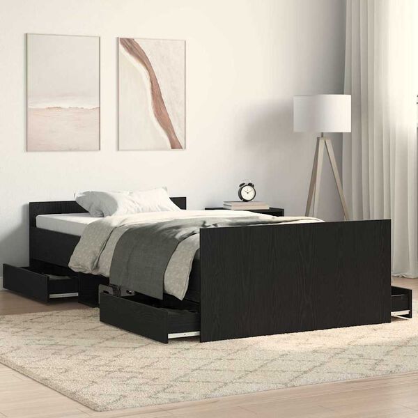 vidaXL Bed Frame with Headboard Black oak 100 x 200 cm Engineered wood