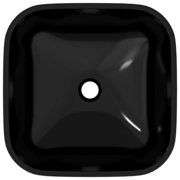 vidaXL Basin Glass 42x42x14 cm Black