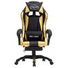 vidaXL Racing Chair with Footrest Gold and Black Faux Leather