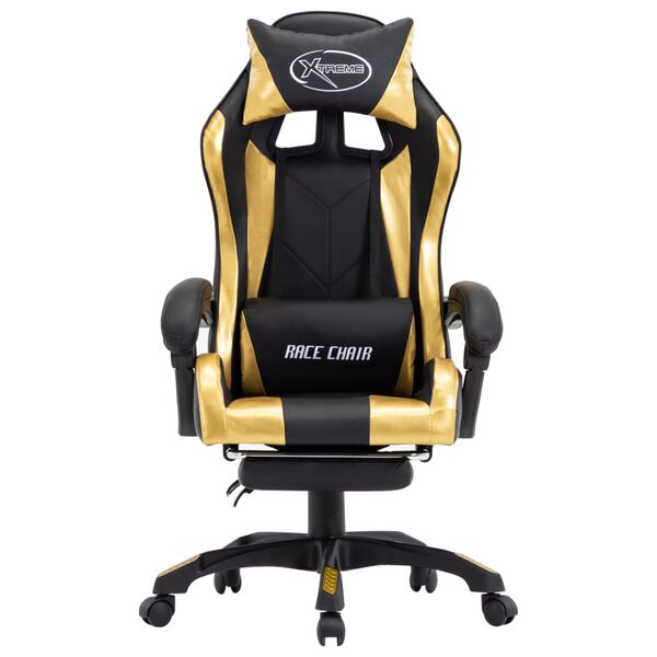 vidaXL Racing Chair with Footrest Gold and Black Faux Leather