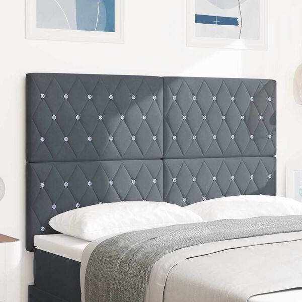vidaXL Headboard with Headboard Dark Grey 160 cm Faux Leather