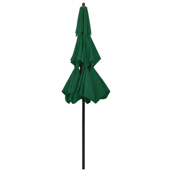 vidaXL 3-Tier Garden Parasol with Aluminium Pole Green 2.5 m