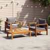 vidaXL 3 Piece Garden Sofa Set with Cushions Solid Wood Acacia