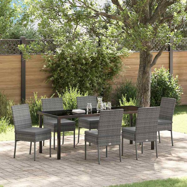 vidaXL Garden Dining Set 7 pcs Grey Powder-Coated Steel