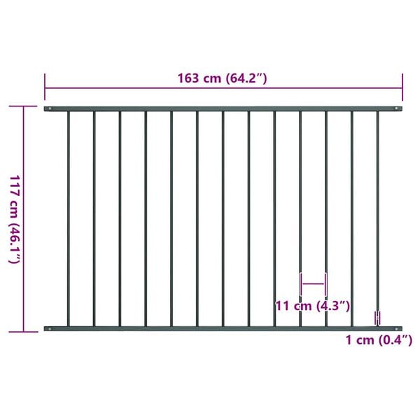 vidaXL Fence Panel Powder-coated Steel 1.7x1.17 m Anthracite
