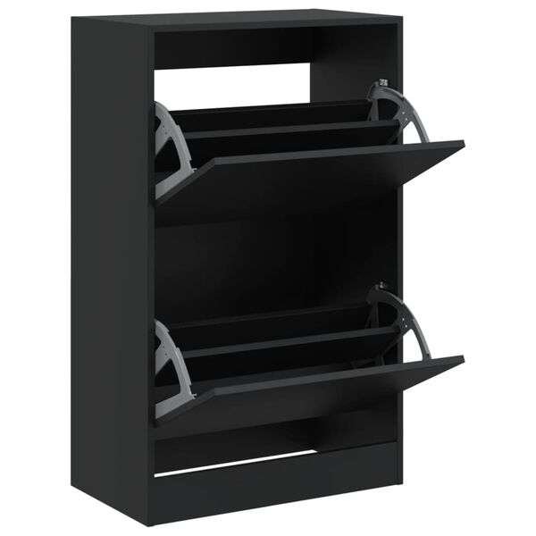 vidaXL Shoe Cabinet Black 60x34x96.5 cm Engineered Wood