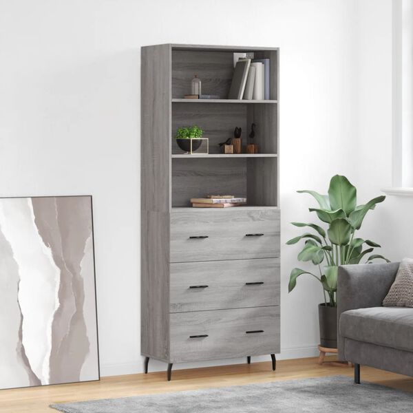 vidaXL Highboard Grey Sonoma 69.5x34x180 cm Engineered Wood