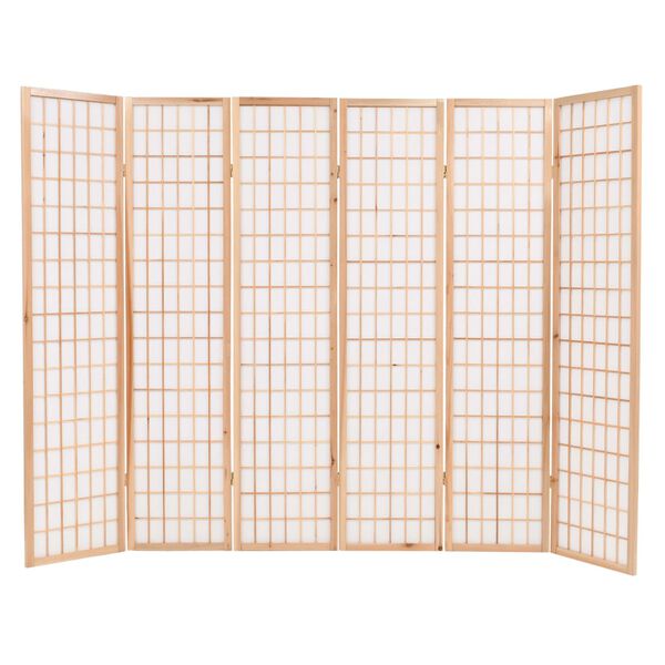 vidaXL Folding 6-Panel Room Divider Japanese Style 240x170 cm Natural