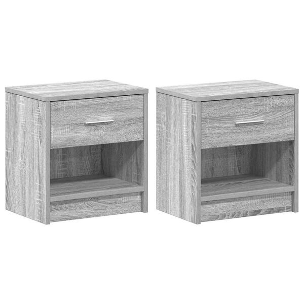 vidaXL Bedside Cabinets 2 pcs with Drawer Grey Sonoma 39x28x41 cm