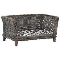vidaXL Dog Basket with Cushion Grey 50x33x30 cm Natural Willow