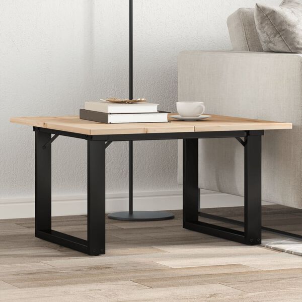 vidaXL Coffee Table O-Frame 60x60x40 cm Solid Wood Pine and Steel