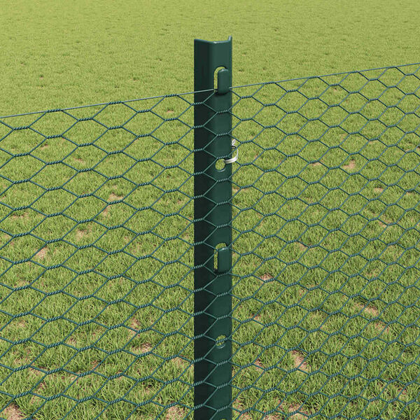 vidaXL Fence with Post Green 1.2 x 100 m Steel and PVC