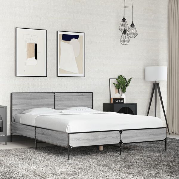 vidaXL Bed Frame without Mattress Grey Sonoma 120x200 cm