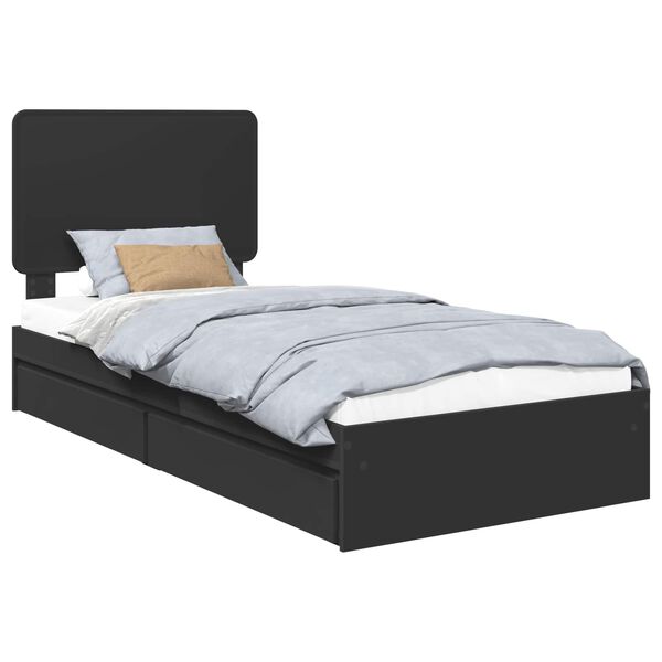vidaXL Storage Bed with Headboard Black 75 x 190 cm Engineered Wood