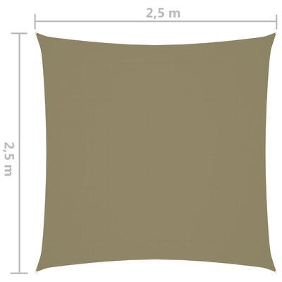 vidaXL Sunshade Sail Oxford Fabric Square 2.5x2.5 m Beige