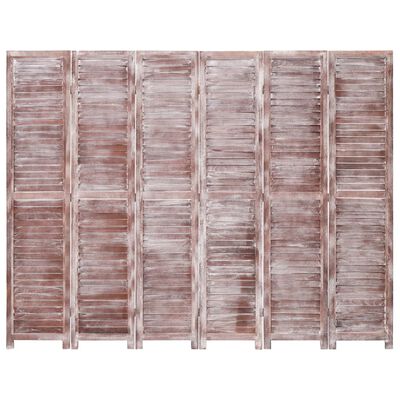 vidaXL 6-Panel Room Divider Brown 210x165 cm Wood