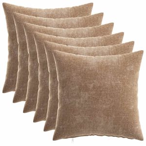 vidaXL Cushion Cover 6 pcs HEERLEN Brown 30 x 30 cm Chenille Fabric