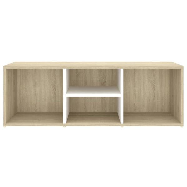 vidaXL Shoe Storage Bench White and Sonoma Oak 105x35x35 cm Engineered Wood