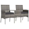vidaXL 2-Seater Garden Sofa with Tea Table Poly Rattan Anthracite
