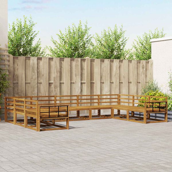vidaXL Outdoor Sofa Set 9 pcs Natural Solid Acacia Wood